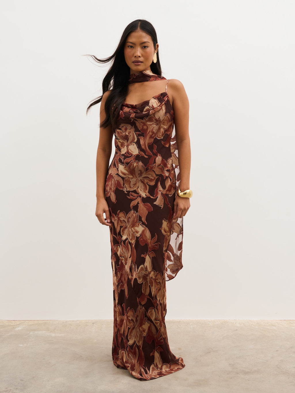 Eden Jacquard Maxi Dress - Large Scale Frosted Floral
