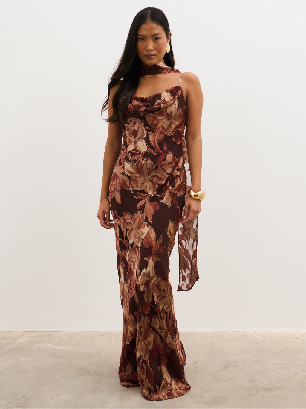 Eden Jacquard Maxi Dress - Large Scale Frosted Floral