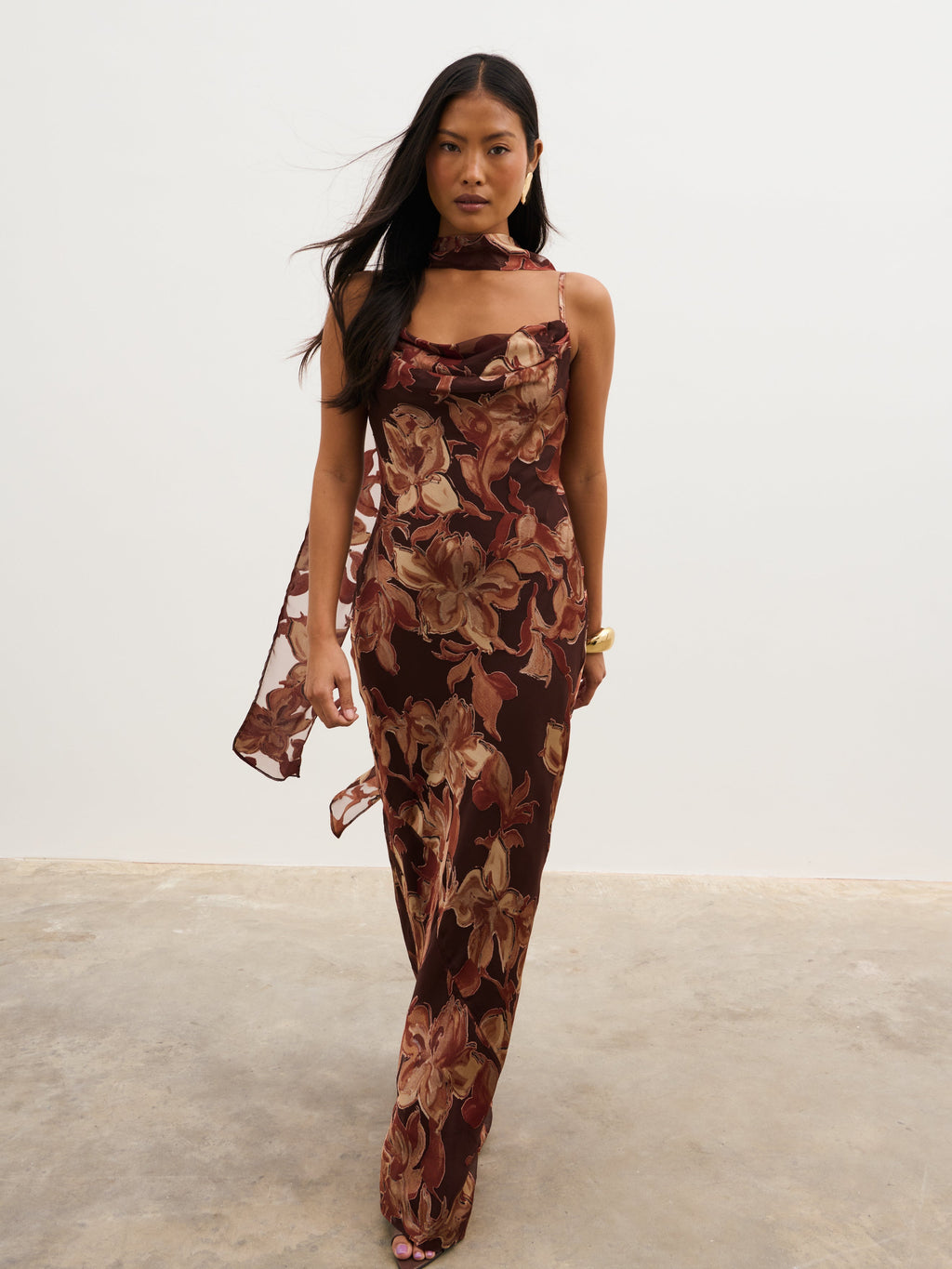 Eden Jacquard Maxi Dress - Large Scale Frosted Floral