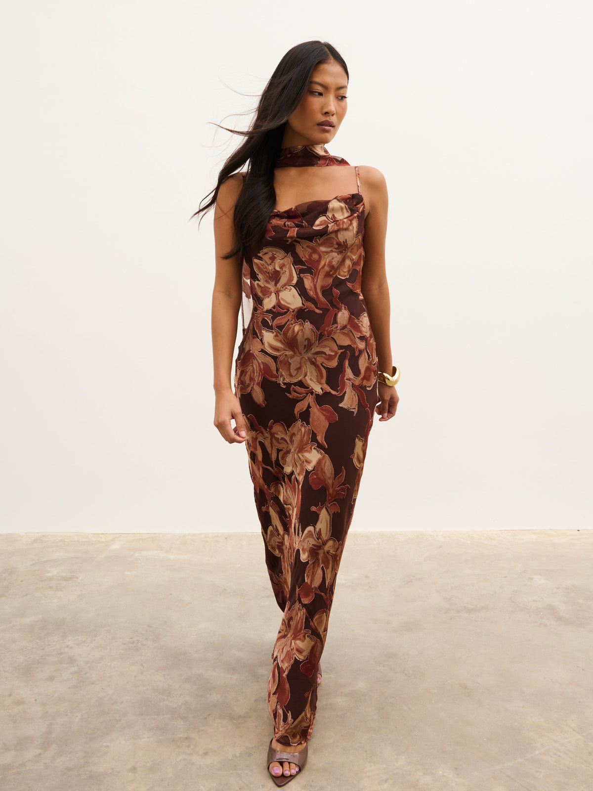 Eden Jacquard Maxi Dress - Large Scale Frosted Floral