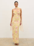 Eden Scarf Jacquard Printed Maxi Dress - Lemon Blush Floral