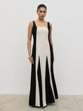 Ella Square Neck Contrast Maxi Dress - Natural and Black