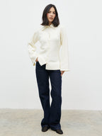 Ellice Collared Knit Cardigan - Cream