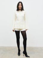 Ellice Collared Knit Cardigan - Cream