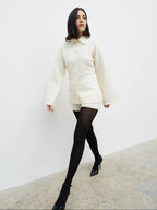 Ellice Collared Knit Cardigan - Cream