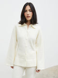 Ellice Collared Knit Cardigan - Cream