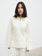 Ellice Collared Knit Cardigan - Cream