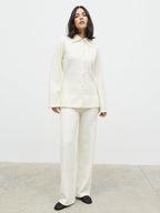Ellice Collared Knit Cardigan - Cream