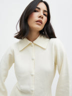Ellice Collared Knit Cardigan - Cream