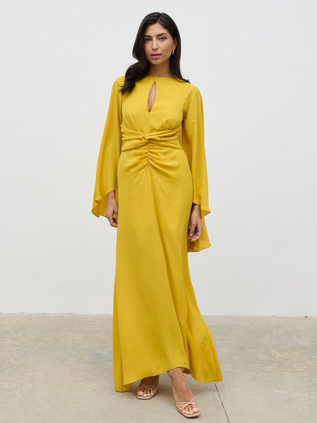 Ellison Cape Knot Maxi Dress - Yellow Ochre