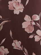 Elowen Scarf A-Line Maxi Dress - Brown Botanical Lily Floral
