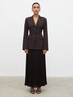 Elsa Pleated Midaxi Skirt - Brown