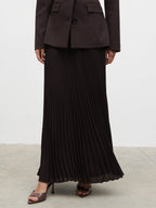 Elsa Pleated Midaxi Skirt - Brown
