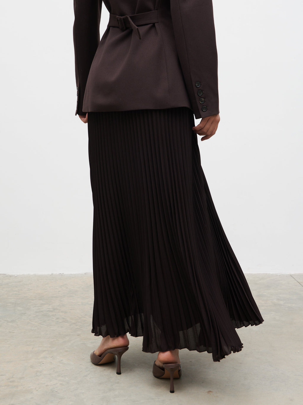 Elsa Pleated Midaxi Skirt - Brown