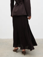 Elsa Pleated Midaxi Skirt - Brown