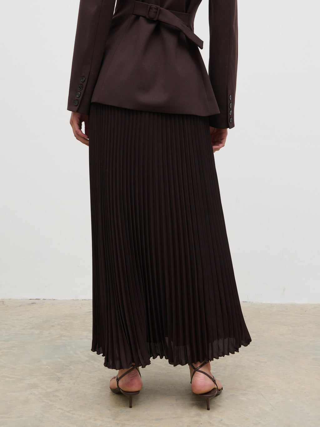 Elsa Pleated Midaxi Skirt - Brown