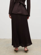 Elsa Pleated Midaxi Skirt - Brown