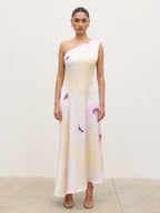 Ember One Shoulder Printed Midaxi Dress - Watercolour Poppy