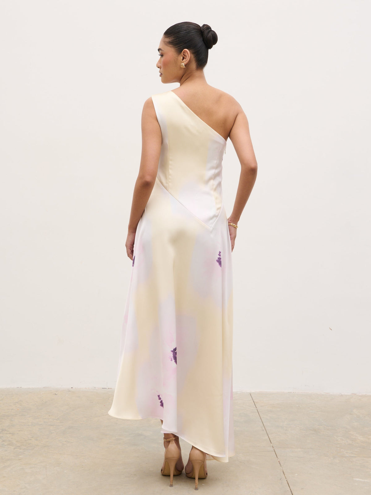 Ember One Shoulder Printed Midaxi Dress - Watercolour Poppy
