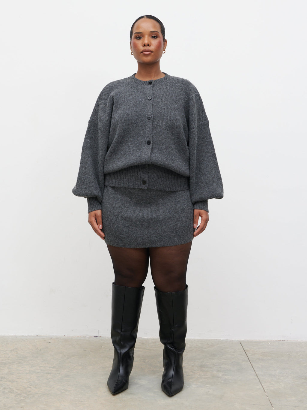 Etta Knit Mini Skirt Curve - Charcoal