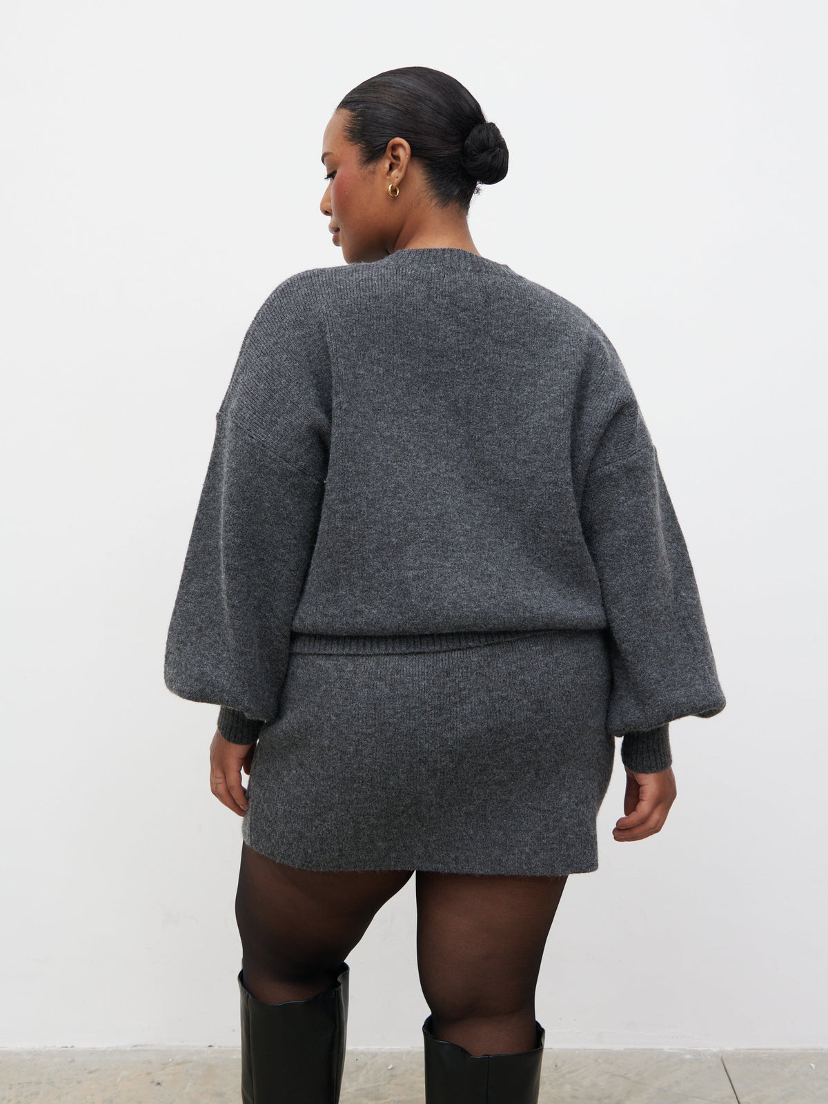 Etta Knit Mini Skirt Curve - Charcoal