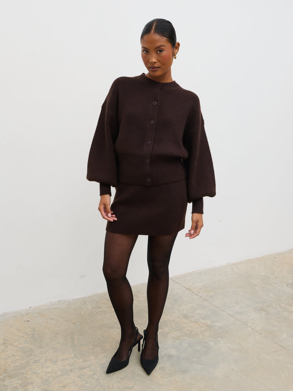 Etta Knit Mini Skirt - Chocolate