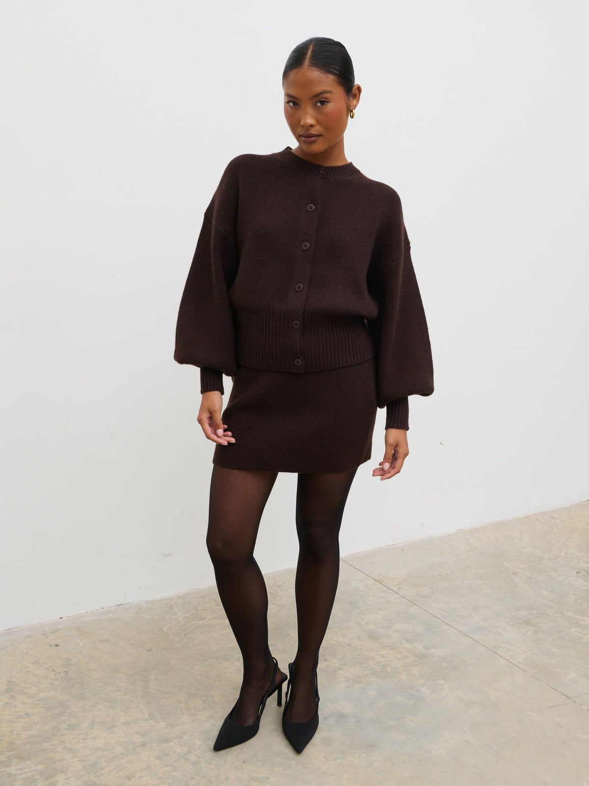 Etta Knit Mini Skirt - Chocolate