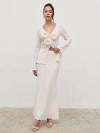 Evalina Crinkle Maxi Skirt - Cream