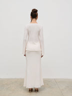 Evalina Crinkle Maxi Skirt - Cream