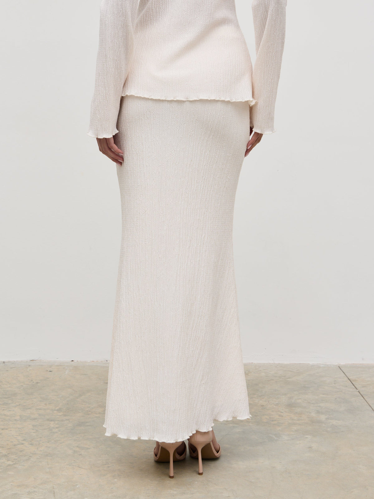Evalina Crinkle Maxi Skirt - Cream