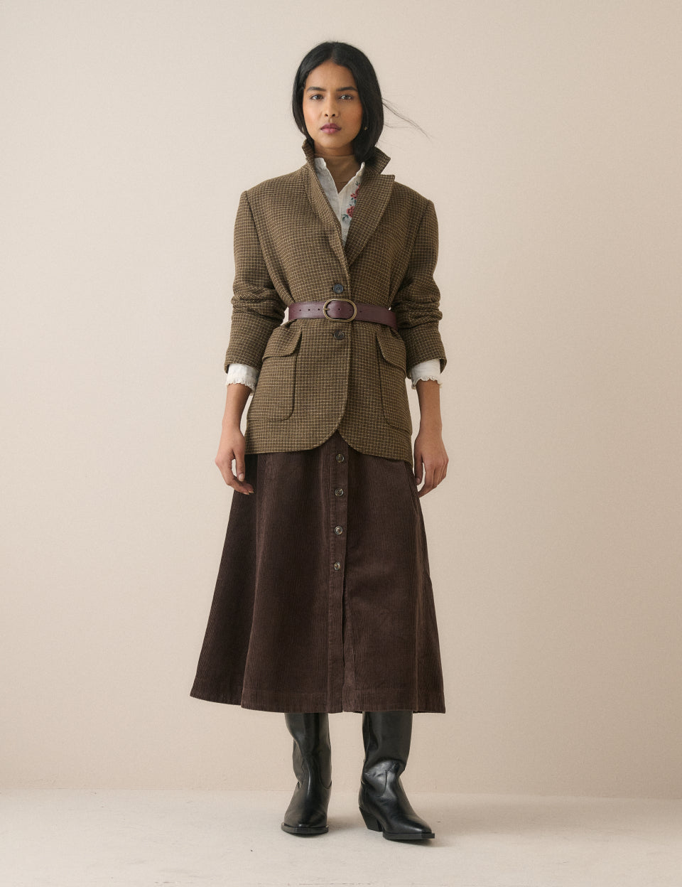 Brown Heritage Check Patch Pocket Blazer
