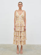 Fiore Tie Ruffle Midaxi Dress - Ditsy Floral