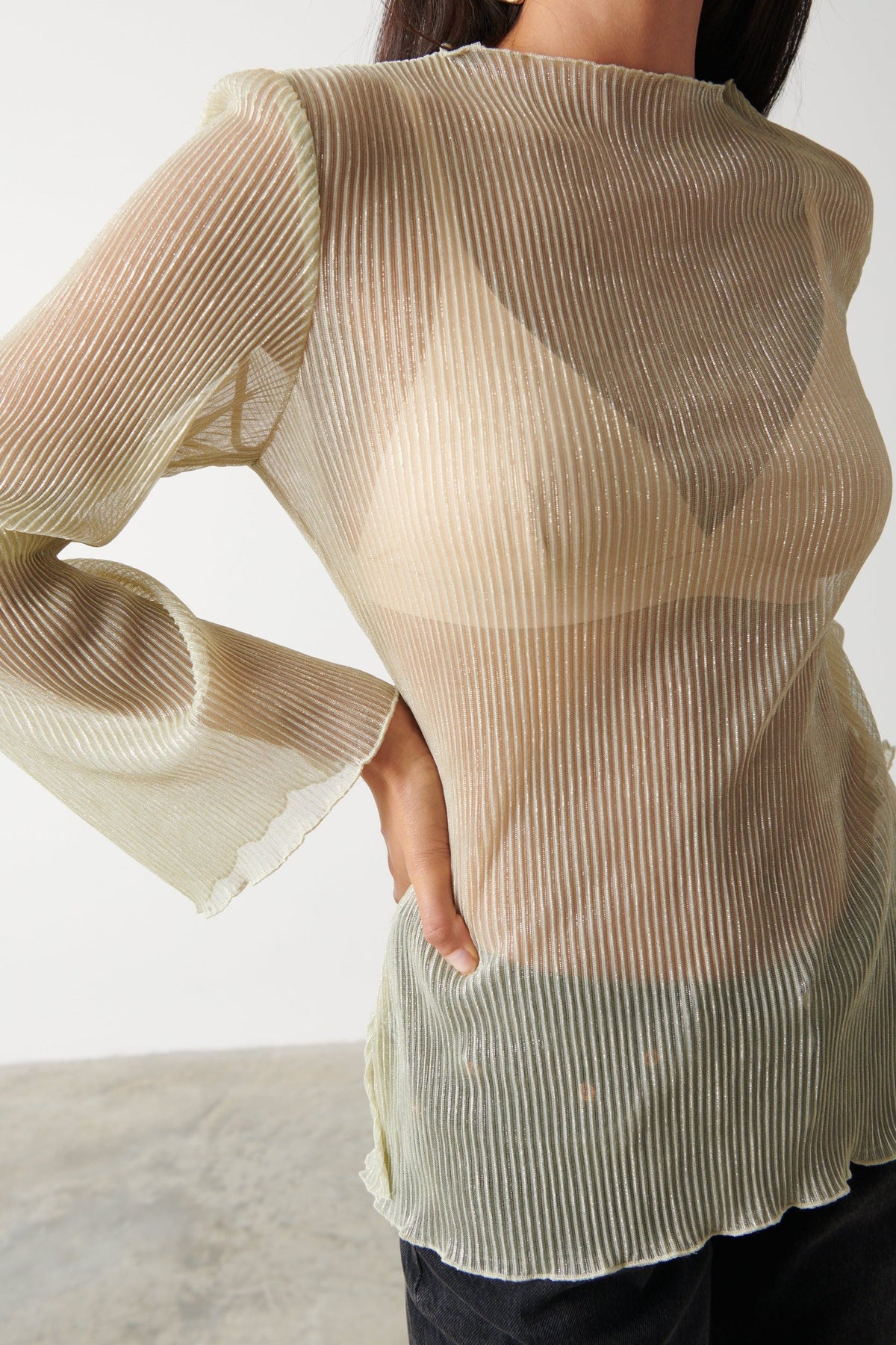 Fraser Sheer Plisse Top - Gold