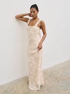 Gigou Crochet Floral Maxi Dress - Cream