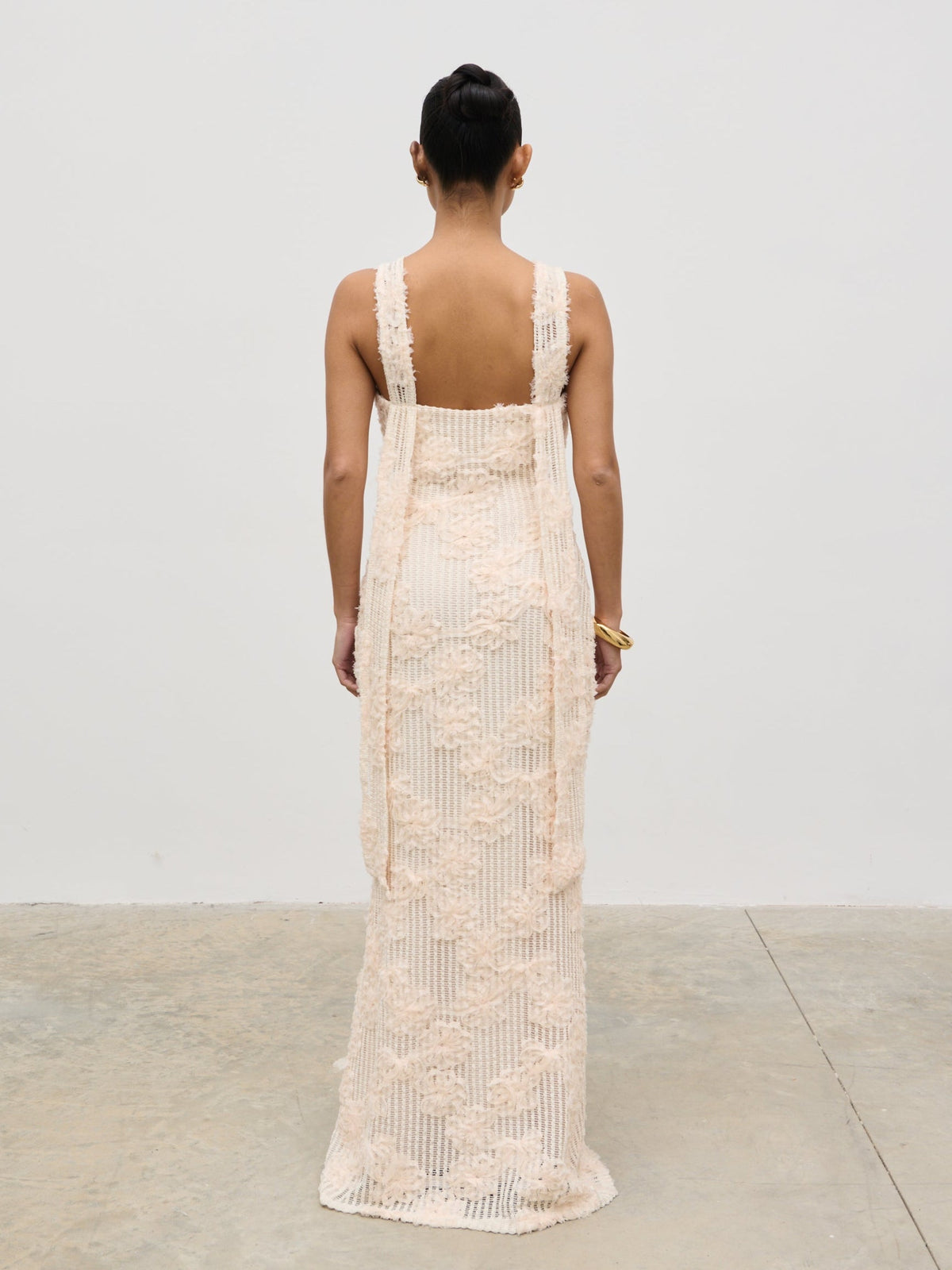 Gigou Crochet Floral Maxi Dress - Cream