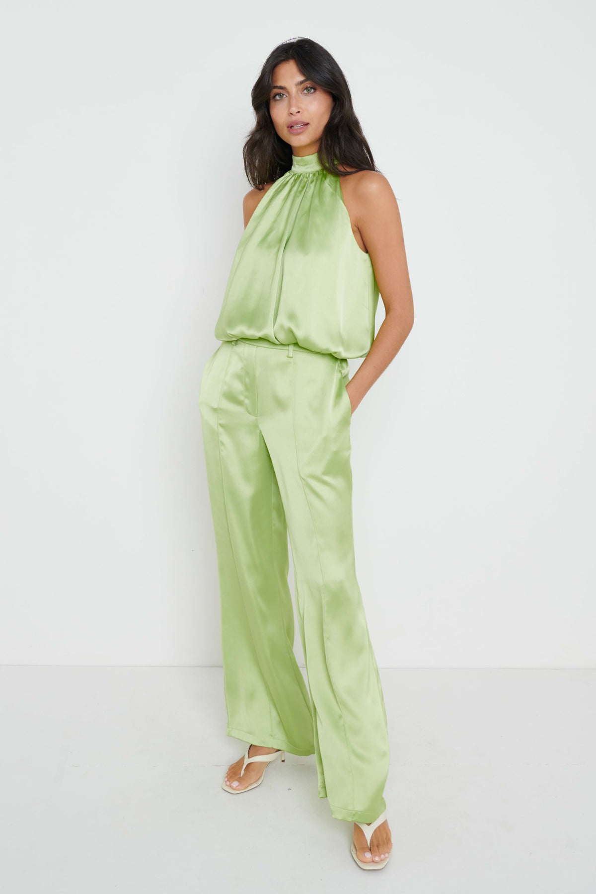 Hailee Bubble Hem Blouse - Green