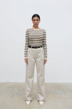 Hailey Stripe Knit Top - Navy and Cream