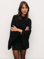 Halle Cape Detail Knit Mini Dress - Black