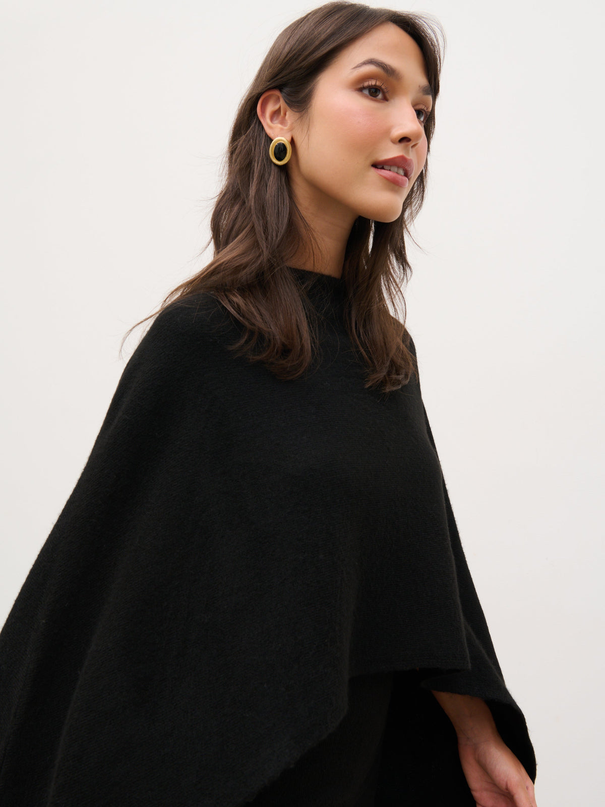 Halle Cape Detail Knit Mini Dress - Black