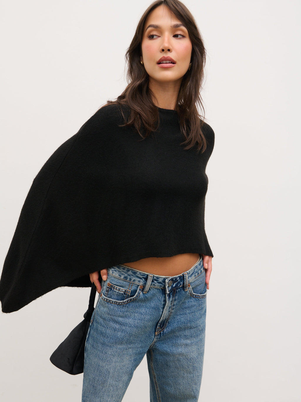 Halle Cape Detail Knit Mini Dress - Black