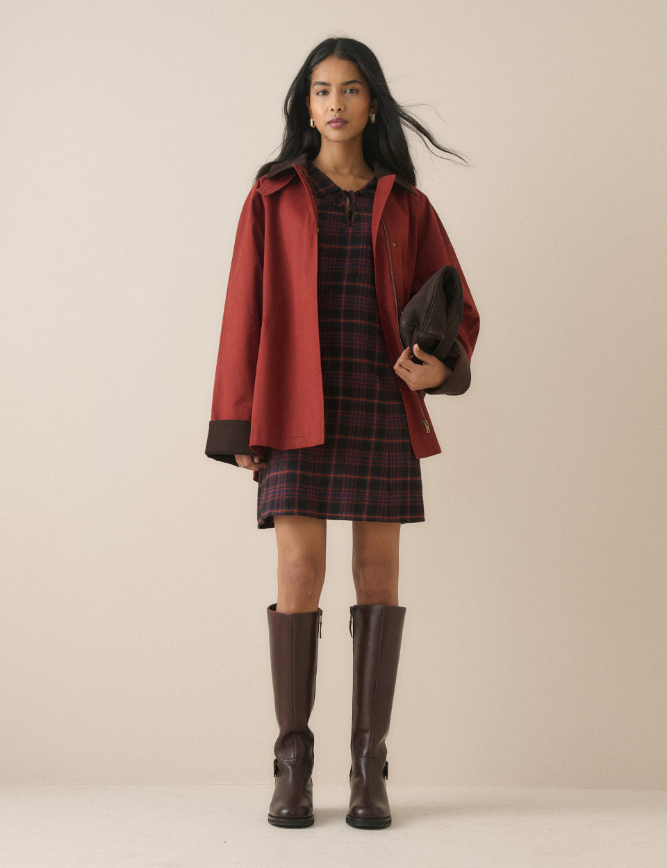 Black and Red Tartan Hannah Mini Dress