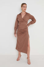 Harrie Tie Blouse - Brown