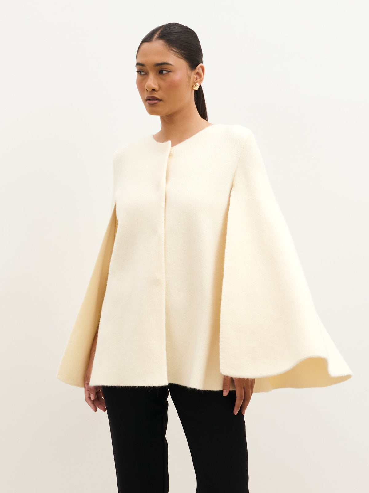 Haven Cape Sleeve Knit Jacket - Cream