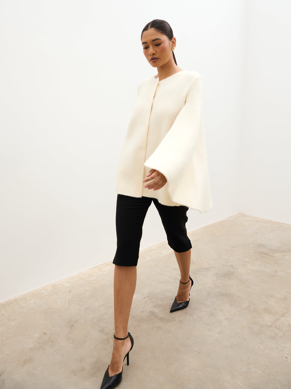 Haven Cape Sleeve Knit Jacket - Cream