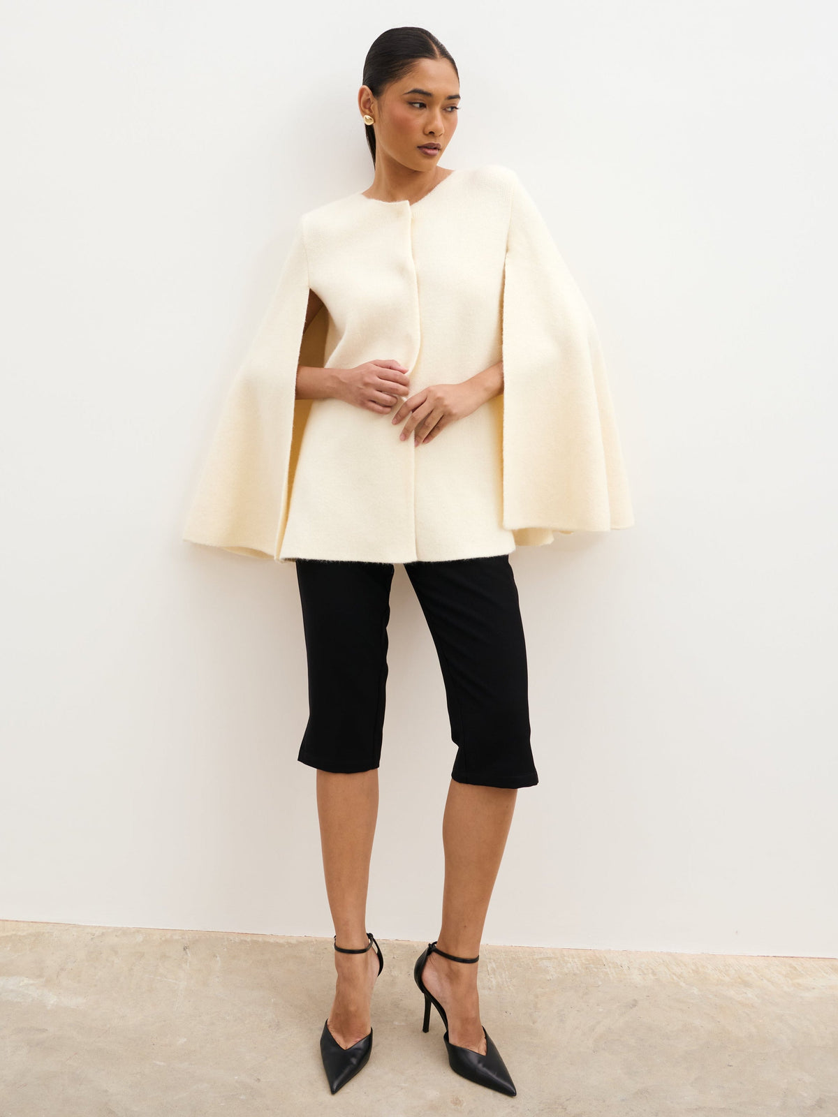 Haven Cape Sleeve Knit Jacket - Cream