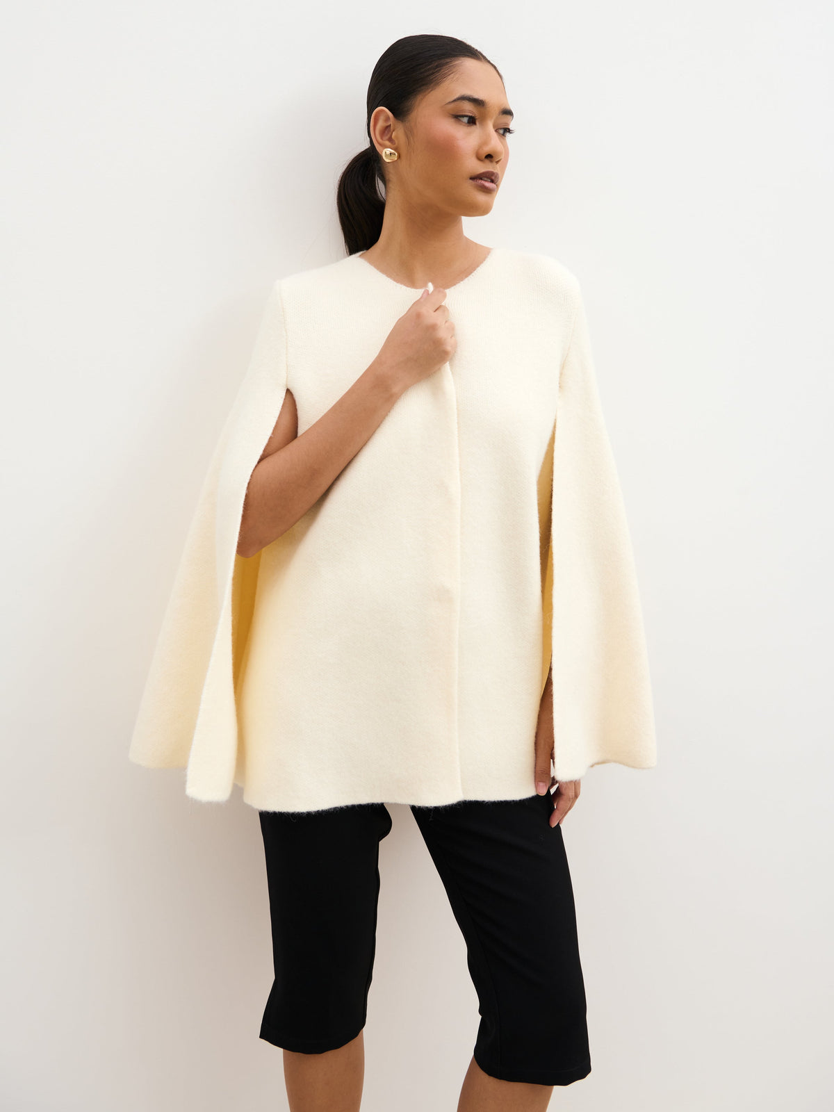 Haven Cape Sleeve Knit Jacket - Cream