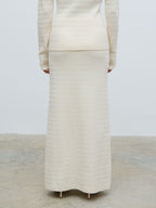 Iliana Cable Knit Midaxi Skirt - Cream