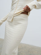 Iliana Cable Knit Midaxi Skirt - Cream