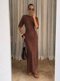 Suvi Crochet T-shirt Dress - Chocolate Brown
