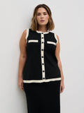 Indigo Contrast Knit Waistcoat Curve - Black and Cream